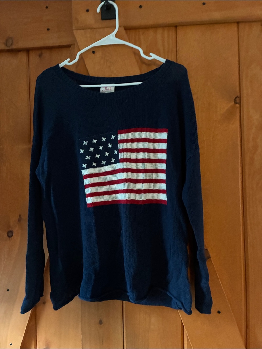 Pink Pineapple Navy American Flag Knit Sweater - Women